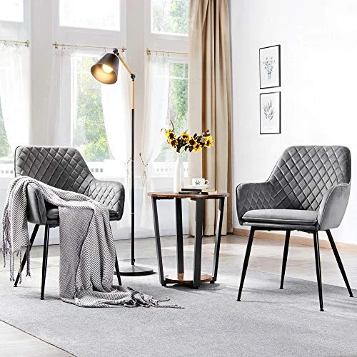 Yaheetech Dining Chairs Velvet Accent Armchairs Living Room Chairs With Steel Legs Upholstered Modern Tub Chairs With Backrest Armrest For Lounge Living Room Dining Room, Set Of 6, Gray 2 Yaheetech Dining Chairs Velvet Accent Armchairs Living Room Chairs With Steel Legs Upholstered Modern Tub Chairs With Backrest Armrest For Lounge Living Room Dining Room, Set Of 6, Gray - Image 2