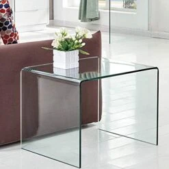 Glass End Side Table For Living Room Nightstand Bedside Table Small Coffee Table(19.7" X15.7x17.7) (20x16x18) -Best Furniture Store 51PVf3yqZlL. AC