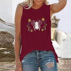 Xiart Women Tank Tops Bee Print Cute Round Neck Vest Tshirt Loose Casual Summer Camisole Tunic Tee Sleeveless Workout Blouse -Best Furniture Store 51PY6THSqaL