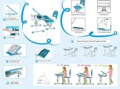 Kids Desk And Chair Set, Functional Children Desk Study Table, Tilted Table Height-Adjustable Desk And Chair Combination With LED Light, Storage Drawers For Boys And Girls, Blue 13 Kids Desk And Chair Set, Functional Children Desk Study Table, Tilted Table Height-Adjustable Desk And Chair Combination With LED Light, Storage Drawers For Boys And Girls, Blue -Best Furniture Store 51PpdyA3kjL