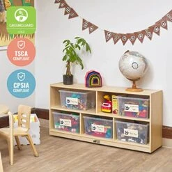 ECR4Kids 5-Compartment Mobile Storage Cabinet, 24in, Classroom Furniture, Natural -Best Furniture Store 51Q29ukWiDL