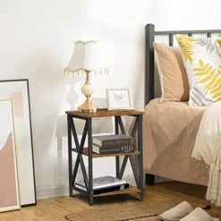 TINKLE WELL Nightstand, Industrial Side Open Shelf, Bedside Desk With 2-Tier Adjustable Storage For Bedroom, Living Room, End Table Set Of 1, Greige -Best Furniture Store 51Q4T8eIuyL. AC