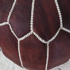 Moroccan Leather Pouf - Living Room Decor - Handmade Leather Pouffe - Luxury Dark Brown Pouf - Hassock & Ottoman Footstool - Royal Wedding Gift - Genuine Goatskin Leather - Ottoman Pouf - Unstuffed -Best Furniture Store 51QA7FurI8L