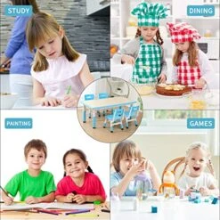 HAPPYMATY Kids Table And 4 Chairs Set, Children Study Desk, Toddler Activity Table, Height Adjustable Desk Painting Desktop Toddler Furniture 11 HAPPYMATY Kids Table And 4 Chairs Set, Children Study Desk, Toddler Activity Table, Height Adjustable Desk Painting Desktop Toddler Furniture -Best Furniture Store 51QItmgc0FL