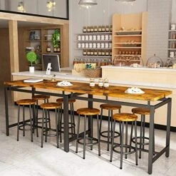 MIERES Dining Table Set For 4, Wood Kitchen Table And Chairs For 4, 5 Pieces Bar Table And Chairs Set, Industrial Bar Height Table With 4 Stools For Home Bar,Living Room,Breakfast Nook,Rustic Brown -Best Furniture Store 51QJgLfjnLL