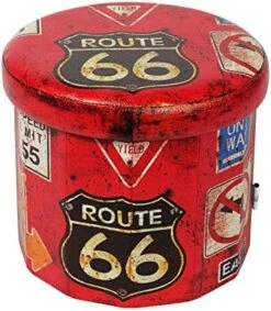 B FSOBEIIALEO Folding Storage Ottoman Round, Faux Leather Foot Rest Seat, Storage Organizer Toy Chest 15" (Route 66 Barrel) -Best Furniture Store 51QjILcCwfL. AC