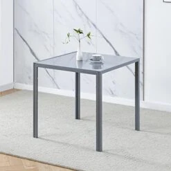 Nozama Modern Rectangle Glass Dining Table With Metal Legs Minimalist Kitchen Table With Clear Desktop Table For 4 Person (Black) -Best Furniture Store 51QlJj0xfiL. AC