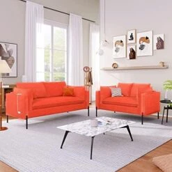 2-Piece Linen Fabric Sofa Set With USB Charging Ports, Morden Style Upholstered Sofa And Loveseat Sets With 3 Seat Sofa Couch And Loveseat Sofa For Living Room, Apartment (2+3 Seat, Grey) -Best Furniture Store 51Qx6Ld4vDL. AC