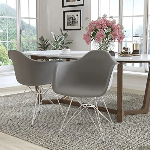 Flash Furniture 2 Pack Alonza Series White Plastic Chair With Chrome Base 5 Flash Furniture 2 Pack Alonza Series White Plastic Chair With Chrome Base - Image 5