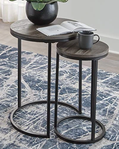 Signature Design By Ashley Briarsboro Urban Industrial Nesting Accent Table Set, 2 Count, Black & Gray 2 Signature Design By Ashley Briarsboro Urban Industrial Nesting Accent Table Set, 2 Count, Black & Gray - Image 2