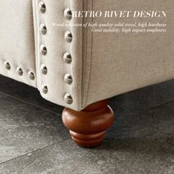 Harper & Bright Designs 3-Piece Living Room Storage Sofa Set With 3-Seat Couch, Loveseat And Single Armchair, Silver Nailhead Trim/Hidden Storage Space Under Seat/Classical Wooden Legs/Beige Fabric -Best Furniture Store 51RCJ9ZRHgL