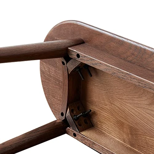 KEVINSPACE Farmhouse Bench, 100% Natural Oak Wood Bench, Furniture Mid-Century Entryway Bench Seat, For Dining Room Bedroom 39.37" L Walnut 4 KEVINSPACE Farmhouse Bench, 100% Natural Oak Wood Bench, Furniture Mid-Century Entryway Bench Seat, For Dining Room Bedroom 39.37" L Walnut - Image 4