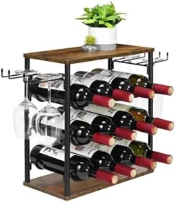 Melos Wine Rack, 12 Bottle Wine Holder Stand For Table, 3 Tier Freestanding Small Wine Rack Countertop, Wine Shelf For Cabinet, Home, Kitchen, Bar, Hotel, Restaurant, Brown 13 Melos Wine Rack, 12 Bottle Wine Holder Stand For Table, 3 Tier Freestanding Small Wine Rack Countertop, Wine Shelf For Cabinet, Home, Kitchen, Bar, Hotel, Restaurant, Brown -Best Furniture Store 51RLcQmqk8L. AC