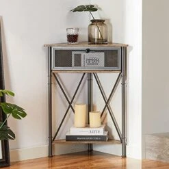 VECELO Cabinet/Table, 3-Tier Display Shelves With Protection Door, Metal Frame Storage Shelf Organizer For Small Space, Living Room, Kitchen, Bathroom, Set Of 2, Grey+Black 26 VECELO Cabinet/Table, 3-Tier Display Shelves With Protection Door, Metal Frame Storage Shelf Organizer For Small Space, Living Room, Kitchen, Bathroom, Set Of 2, Grey+Black -Best Furniture Store 51RUgPaHpLL. AC