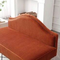 Homtique Velvet Loveseat & Accent Chair 3 Piece Set, Modern Upholstered Living Room Furniture Set, Armless Loveseat Settee With Gold Metal Legs, For Small Space, Bedroom, Apartment, Orange 18 Homtique Velvet Loveseat & Accent Chair 3 Piece Set, Modern Upholstered Living Room Furniture Set, Armless Loveseat Settee With Gold Metal Legs, For Small Space, Bedroom, Apartment, Orange -Best Furniture Store 51RYRGHLIYL