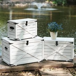 GENERIC Sam&Sophie Farmhouse Storage Chest, Black Blanket Chest, Set Of 3 Bedroom Foot Locker Storage Chest, Livingroom Coffee Table