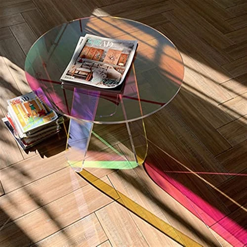 Nordic Acrylic Rainbow Colors End Tables, Round Lucite Modern Simple Colorful Chic Accent Desk,for Living Room Bedroom Hotel Outdoor (Color : Colorful, Size : 45 * 47cm) 2 Nordic Acrylic Rainbow Colors End Tables, Round Lucite Modern Simple Colorful Chic Accent Desk,for Living Room Bedroom Hotel Outdoor (Color : Colorful, Size : 45 * 47cm) - Image 2