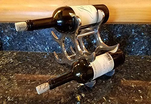 Countertop Wine Rack, 6 Bottle Holder, Polished Aluminum Silver 5 Countertop Wine Rack, 6 Bottle Holder, Polished Aluminum Silver - Image 5