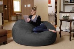 Chill Sack - Bean Bag Lounger, 5-Feet, Charcoal -Best Furniture Store 51RtuU6qzNL