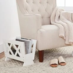 Frenchi Home Furnishing Contemporary Magazine Rack, White -Best Furniture Store 51S16T968LS