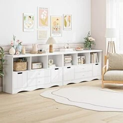 FOTOSOK 51.2" Large Toy Storage Organizer With 2 Drawers And 3 Cubbies, Toy Organizers And Storage For Books Or Dolls, Kids Bookshelf And Toy Storage For Playroom, Storage Cabinet For Nursery, White 10 FOTOSOK 51.2" Large Toy Storage Organizer With 2 Drawers And 3 Cubbies, Toy Organizers And Storage For Books Or Dolls, Kids Bookshelf And Toy Storage For Playroom, Storage Cabinet For Nursery, White -Best Furniture Store 51S4aJGGBxL