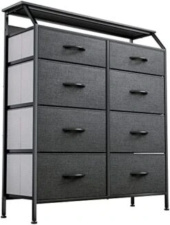 Fabric Dresser For Bedroom, Tall Storage Dresser With 8 Drawers, Black Dresser & Chest Of Drawers, Storage Drawer Organizer For Closet, Bedroom, Living Room(Black Grey) -Best Furniture Store 51SaFh47iWL. AC
