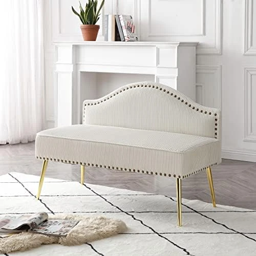 Homtique Velvet Loveseat & Accent Chair 3 Piece Set, Modern Upholstered Living Room Furniture Set, Armless Loveseat Settee With Gold Metal Legs, For Small Space, Bedroom, Apartment, Orange 7 Homtique Velvet Loveseat & Accent Chair 3 Piece Set, Modern Upholstered Living Room Furniture Set, Armless Loveseat Settee With Gold Metal Legs, For Small Space, Bedroom, Apartment, Orange - Image 7