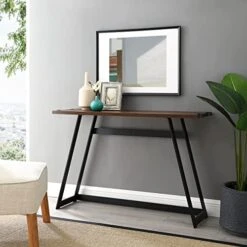 Walker Edison Anastiasia Urban Industrial Metal Wrap Entry Table, 46 Inch, Dark Walnut -Best Furniture Store 51SnspBysrL