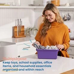 ECR4Kids Scoop Front Storage Bin, Multipurpose Organization, Purple, 30-Piece -Best Furniture Store 51SpH0ciYgL