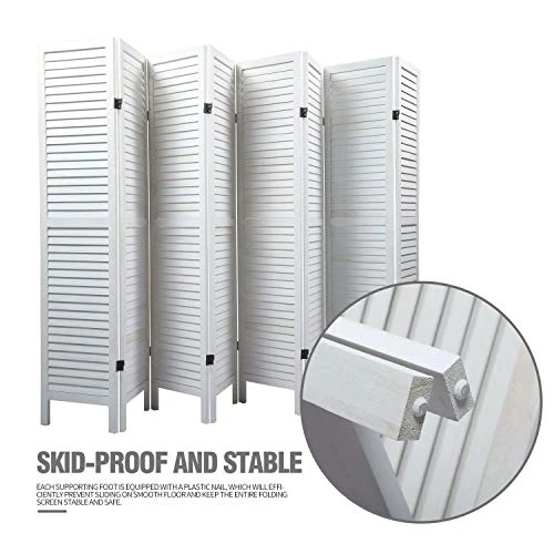 JAXSUNNY 8 Panel Sycamore Wide Wood Freestanding Room Divider Louver Louver Folding Privacy Screen Wall Room Dividers, Foldable Privacy Partial Partition For Home Bedroom,Aged White 6 JAXSUNNY 8 Panel Sycamore Wide Wood Freestanding Room Divider Louver Louver Folding Privacy Screen Wall Room Dividers, Foldable Privacy Partial Partition For Home Bedroom,Aged White - Image 6