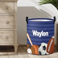 Personalized Laundry Basket Hamper,Ball Sport 11,Collapsible Storage Baskets With Handles For Kids Room,Clothes, Nursery Decor -Best Furniture Store 51T6HXb2MLL