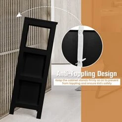 COSTWAY Bathroom Storage Cabinet, Freestanding Wooden Side Storage Cabinet With 2 Adjustable Drawers, Space-Saving Floor Cabinet For Living Room Bathroom Bedroom Entryway (Black) -Best Furniture Store 51TCYIVlZKL