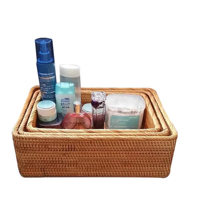 YSJX Kitchen&bedroom Storage Accessories 3pcs/set Rattan Knitting Storage Box Glove Box Magazine Cosmetics Storage Box Rattan Knitting (Size : A 3pcs/set) 4 YSJX Kitchen&bedroom Storage Accessories 3pcs/set Rattan Knitting Storage Box Glove Box Magazine Cosmetics Storage Box Rattan Knitting (Size : A 3pcs/set) - Image 4