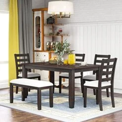 GLANZEND Multipurpose Set With 3 Upholstered Stools, Easy To Assemble, Table Weight Capacity 350 LBS, For Living, Guest Room, Home Bar, Kitchen, Gray -Best Furniture Store 51TITVj1PWL. AC