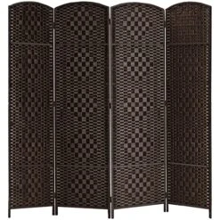 Room Divider 5.6Ft.Tall 16" Privacy Screen Room Dividers And Folding Privacy Screens, Partition & Wall Divider, Space Separate Screen Panel Freestanding Room Divider Wall-4 Panel, Dark Coffee