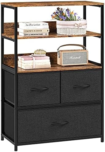 Dresser For Bedroom 3 Drawer Dresser With Shelves Black Dresser For Closet Fabric Chest Of Drawers Vertical Storage Tower For Bedroom, Living Room, Nursery, Entryway, Sturdy Metal Frame 6 Dresser For Bedroom 3 Drawer Dresser With Shelves Black Dresser For Closet Fabric Chest Of Drawers Vertical Storage Tower For Bedroom, Living Room, Nursery, Entryway, Sturdy Metal Frame - Image 6