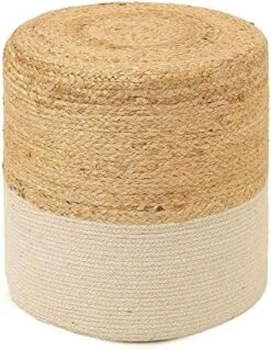 · REDEARTH · Cylindrical Pouf Foot Stool Ottoman -Jute Braided Accent Chair Footrest For The Living Room, Bedroom, Nursery, Patio, Lounge & Other Rooms In The Home (14.5”x14.5”x16”; Natural Ivory) -Best Furniture Store 51TewCDxk8L. AC