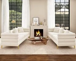 AMERLIFE Sofa, 2 Piece Sofa Set, Loveseat Set- Oversize Sofa Couch, Comfy Sofa For Living Room- Bouclé Deep Seat Sofa, White Sofa -Best Furniture Store 51TfAUN1q3L. AC