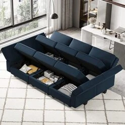 Belffin Modular Velvet Sectional Sofa With Chaise Lounge Sectional Sleeper Sofa With Storage Chaise Sofa Bed Couch For Living Room Blue… -Best Furniture Store 51U69Zlt6pL