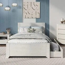Epinki 3 Pieces Cream Simple Style Wood Bedroom Sets With Twin Bed, Nightstand And Chest, Easy Assembly 9 Epinki 3 Pieces Cream Simple Style Wood Bedroom Sets With Twin Bed, Nightstand And Chest, Easy Assembly -Best Furniture Store 51UJvdDL8bL