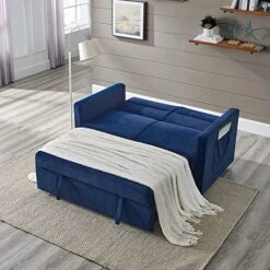 Yomony Loveseats Sofa Bed With Pull-Out Bed, Futon Sets Couch With Adjsutable Back And Two Arm Pocket, Blue (54.5"x33"x31.5") 11 Yomony Loveseats Sofa Bed With Pull-Out Bed, Futon Sets Couch With Adjsutable Back And Two Arm Pocket, Blue (54.5"x33"x31.5") -Best Furniture Store 51US4Ls7DzL