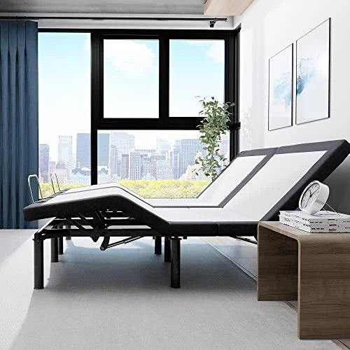 E4 Cal King Split Adjustable Bed Base Frame With Wireless Remote, Massage Motors, Anti-Snore, Zero Gravity, Dual USB Charging Station, Under-Bed Light, And 10 Year Warranty 2 E4 Cal King Split Adjustable Bed Base Frame With Wireless Remote, Massage Motors, Anti-Snore, Zero Gravity, Dual USB Charging Station, Under-Bed Light, And 10 Year Warranty - Image 2