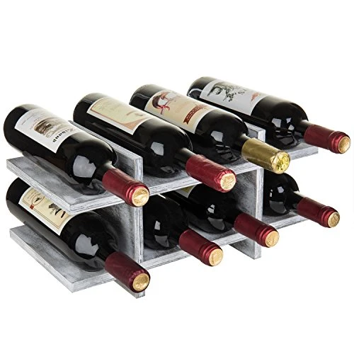 MyGift 8-Bottle Rustic Graywashed Wood Wine Storage Rack 1 MyGift 8-Bottle Rustic Graywashed Wood Wine Storage Rack