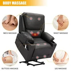 KIGOTY Power PU Electric Massage Chair Recliner for Elderly, with Heating；Lazy Boy Recliner With USB Port And Cup Holder (Gray) -Best Furniture Store 51Uj5naLMJL