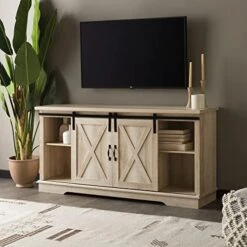 Walker Edison Abbey Modern Farmhouse Sliding X Barn Door Accent Console, 32 Inch, White -Best Furniture Store 51UoNuYUu7L. AC