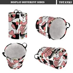 Custom Name Strawberry Cow Pattern Storage Bin Waterproof Nursery Storage Basket With Durable Handles Dirty Clothes Hamper For Bedroom Bathroom -Best Furniture Store 51Ut71FjvCL