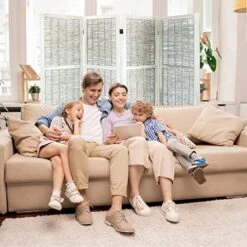 Babion 4 Panel Room Divider, Grass Willow Hand-Woven Screen, Room Dividers And Folding Privacy Screens , Modern Wall Dividers Room Bedroom Decoration, Dividers For Home Office -Grey -Best Furniture Store 51V3qmUTeHL