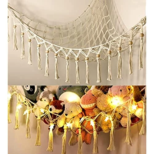 Hammock Or Net For Stuffed Animal - Stuffed Animal Storage, Hammock With LED Light And Hooks 1 Hammock Or Net For Stuffed Animal - Stuffed Animal Storage, Hammock With LED Light And Hooks