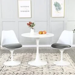 STYLIFING Dining Table 32" Mid-Century Modern Round Dining Table Coffee Table With Round Top And Pedestal Base In White -Best Furniture Store 51VBanKEKrL. AC
