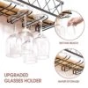 Kingrack Wall Mounted Wine Rack,Metal & Wooden Wine Shelf With Glass Holder & Cork Storage,Champagne Bottle Holder,Hanging Rustic Wine Holder, Floating Wine Shelf For Kitchen, Home, Living Room